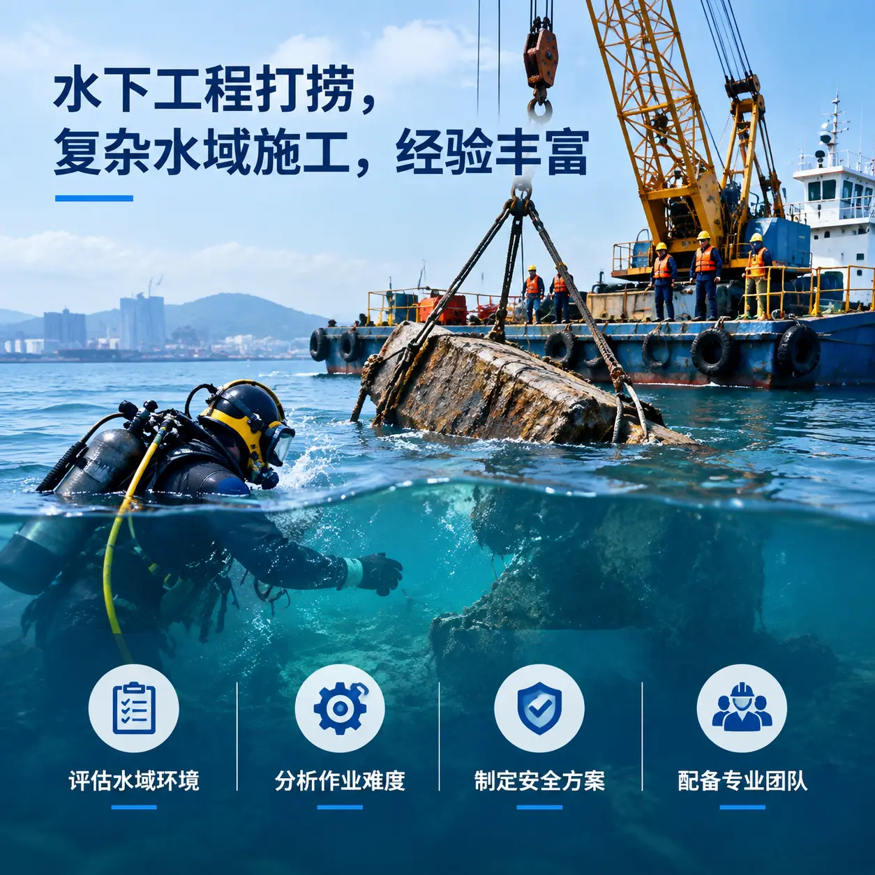 水下工程打捞,复杂水域施工,经验丰富拉萨